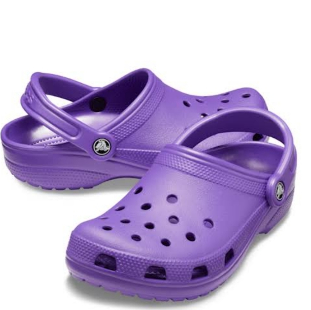 Crocs Unisex Outdoor Neon Purple Comfort Rubber Clogs Sandals shoes sz W4